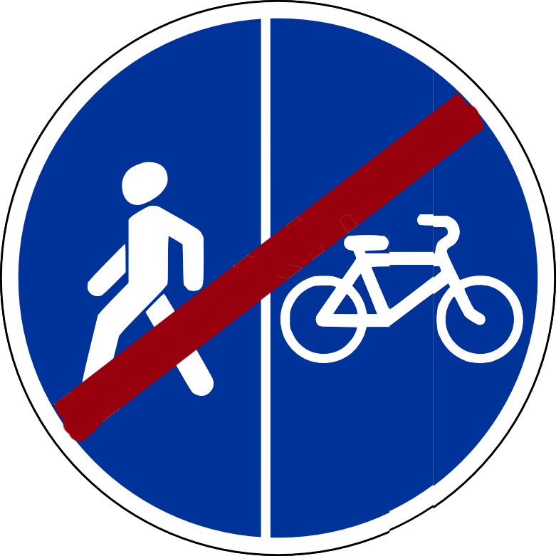 Знак 4.5.7 Конец пешеходной и велосипедной дорожки с разделением движения